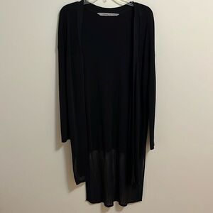 Athleta long maxi women’s cardigan duster sweater size XS black knit open duster